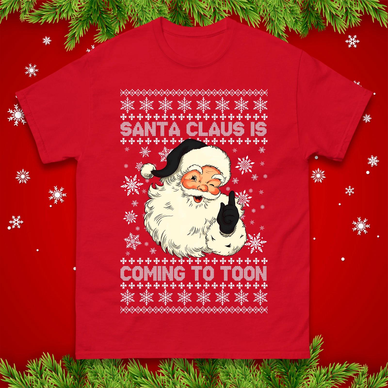 Newcastle Santa Claus Is Coming to Toon Christmas T-Shirt,Funny Geordie Xmas Tee S