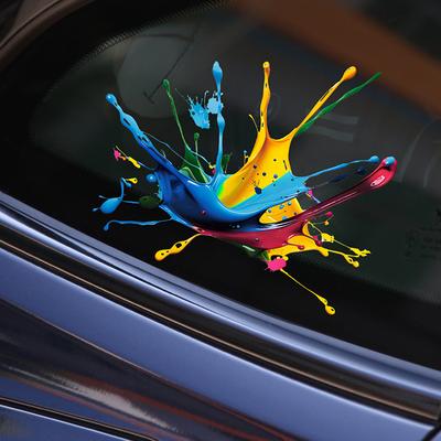 Auto Interieur Stickers Met Dopamine Kleurige Vloeibare Verf Vinyl Voor Reflecterende Auto Brandstoftank Raam Sticker