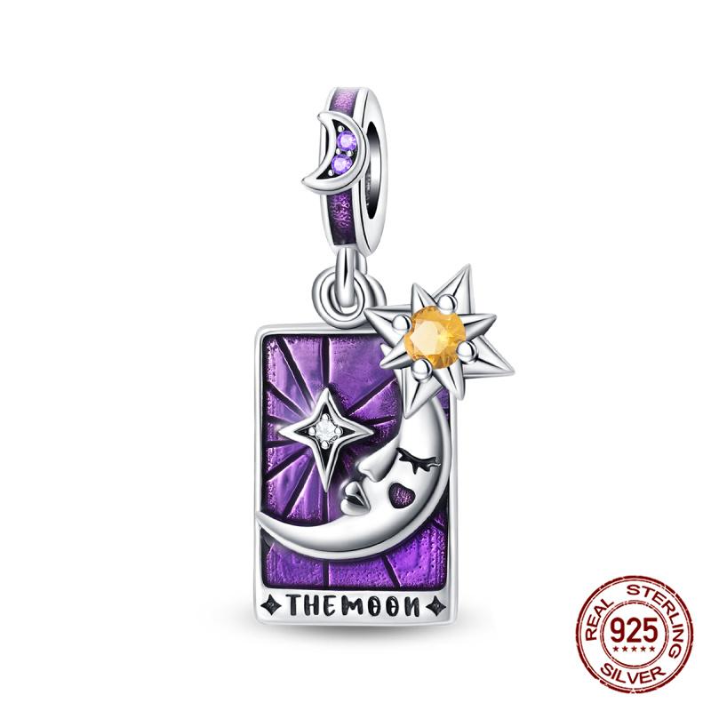 Genuine Copper Tarot Style Cards Sun Celestial Star Moon Charms Fit Authentic Bracelets Women'S Jewelry Making Birthday Gift