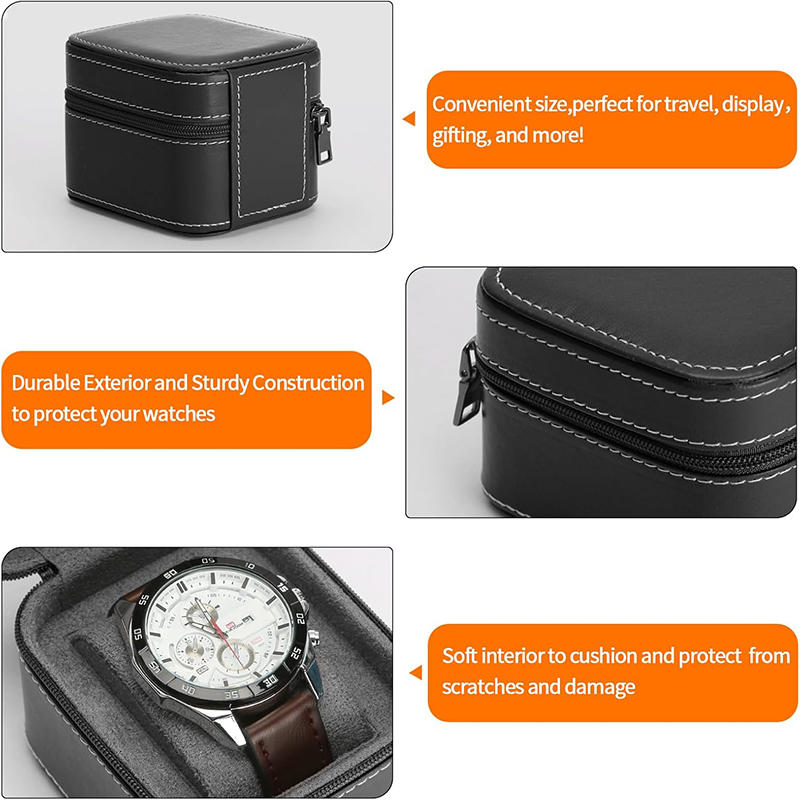 Portable Square Watch Box Single Case PU Leather Travel with Removable Cushion Jewelry Storage Organizer 2025 New