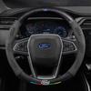 Genuine Leather Suede Carbon Fiber Steering Wheel Cover for JMC Ford Territory 2019-2021, Universal All-Season Model