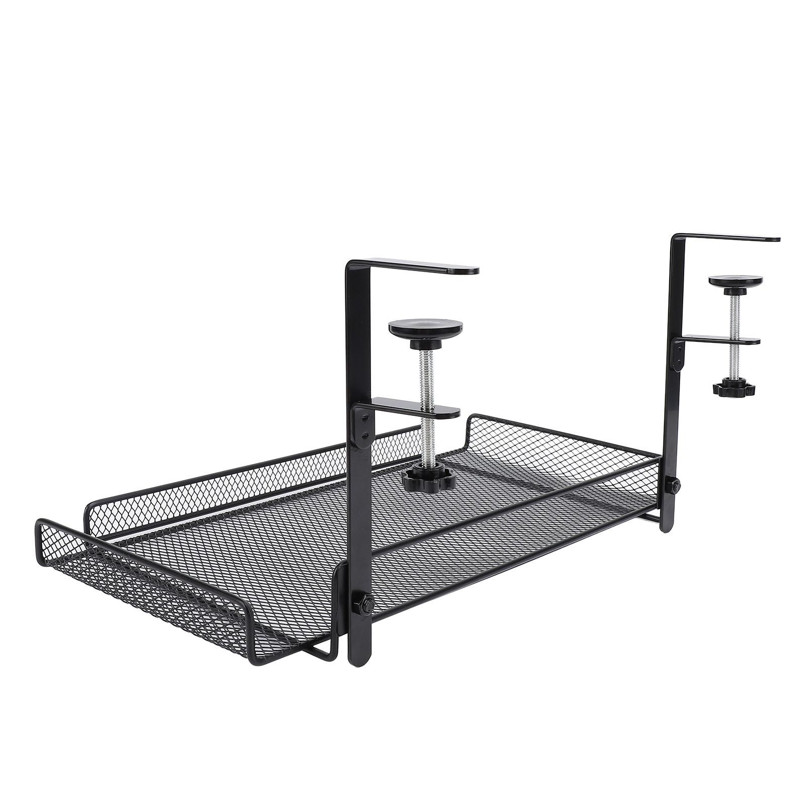 Under Desk   Clamp On Storage Shelf Basket Cable Management Tray for Wire Router Power Strip