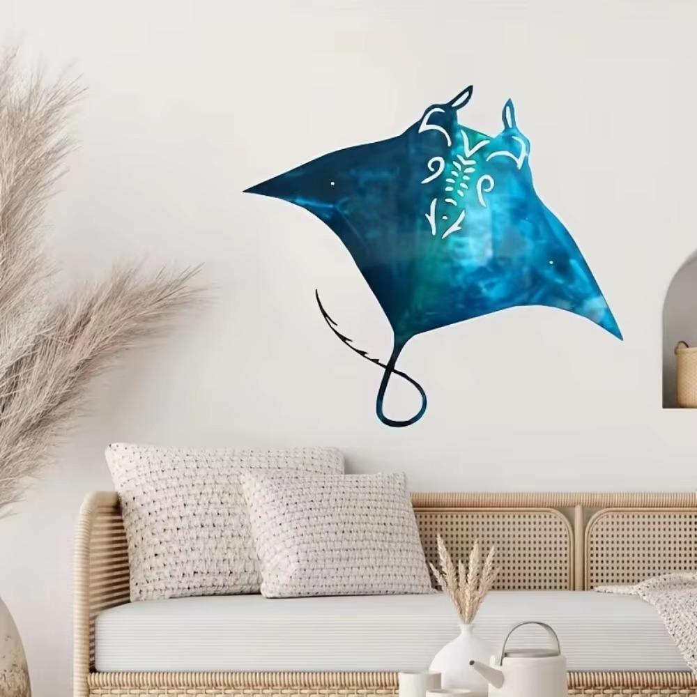 1pc Ocean-Inspired Metal Manta Ray Hanging Wall Art - Decor for Beach House, Baby Gift