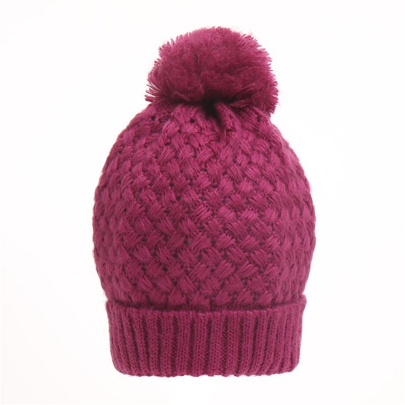 Winter Velvet Corn Hat Cute Wool Ball Solid Color Knitted Hat Warm Toe Cap Women'S Wool Hat Versatile
