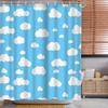 Blue Sky White Cloud Shower Curtain Sets for Bathroom, Cartoon Story Natural Landscape Scenery, Kits Bathroom Bathtub Decoration
