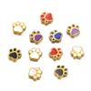 7x7mm Colorful Enamel Animal Paw Print Stainless Steel Spacer Beads for DIY Jewelry