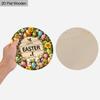 2D Flat 1pc Happy Easter “Egg Wreath” Sign Wooden Round Plaque, Spring Garden Courtyard Balcony Decor, Indoor/Outdoor Statue Wall Hanging Home Decor