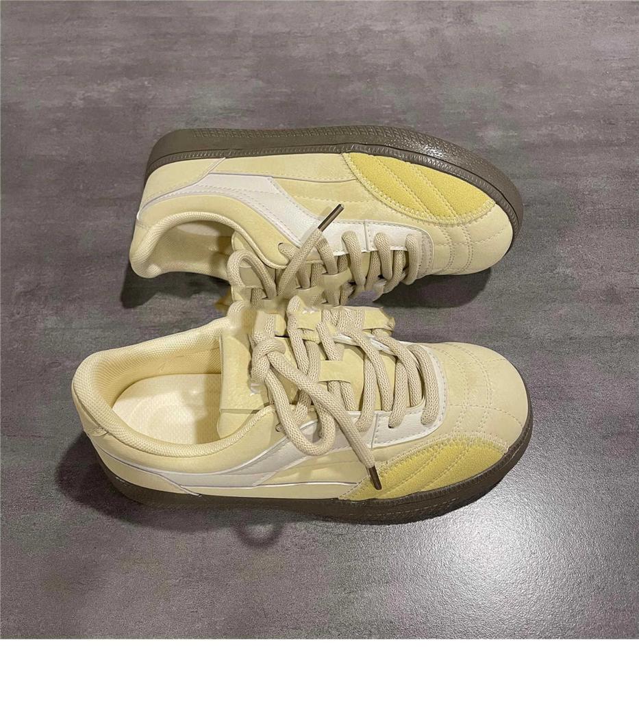 Round Head Shoes Women's Shoes Spring and Autumn New Retro Board Shoes Women's Niche Non-collision Color Matching German Training Shoes Women