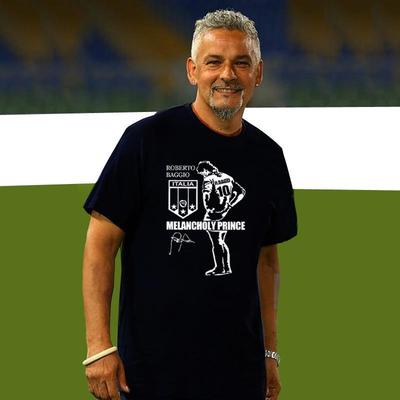 Roberto Baggio Koszulka Reprezentacji Włoch Męska Bawełniana z Krótkim Rękawem z Okrągłym Dekoltem Koszulka Legenda Piłki Nożnej