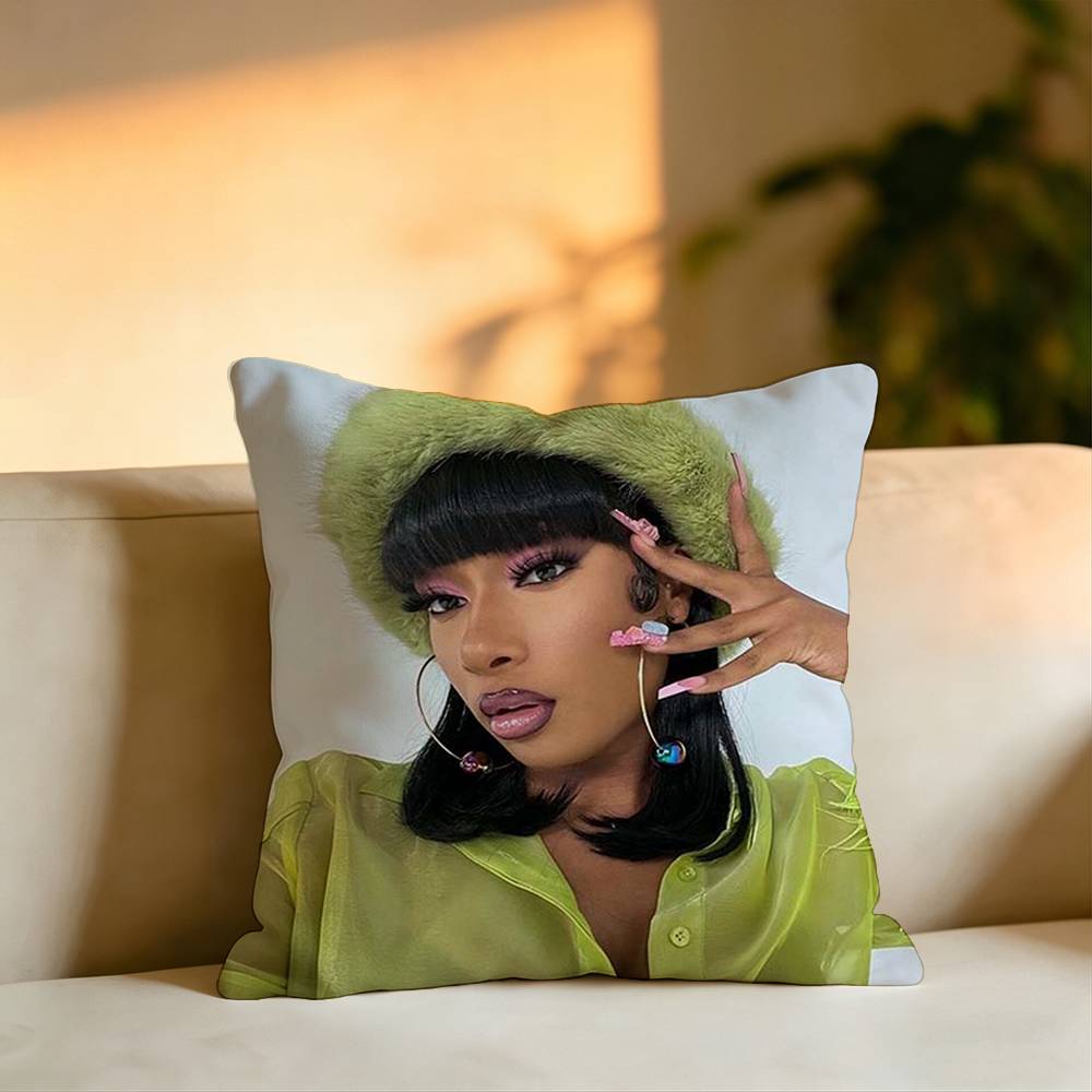 Hot Rapper MMegan Thee Stallion Pillow Case Square DoubleSided Sofa Cushion Cover Bedroom Bedside Pillow