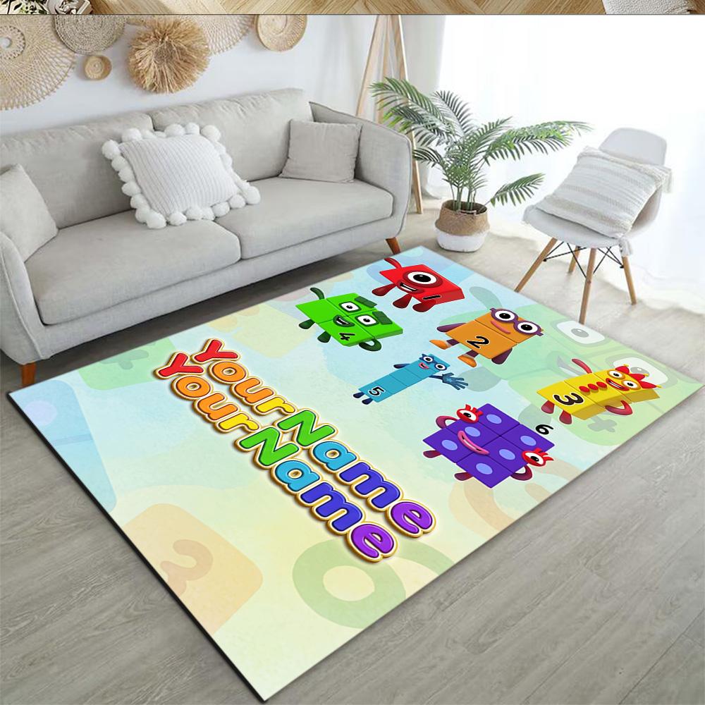 Tappeto Design Personalizzabile con Testo Numberblocks per Stanza del Dormitorio, Sale Giochi, Soggiorni, Balcone, Tappeto Antiscivolo, Ufficio, Arredamento Casa