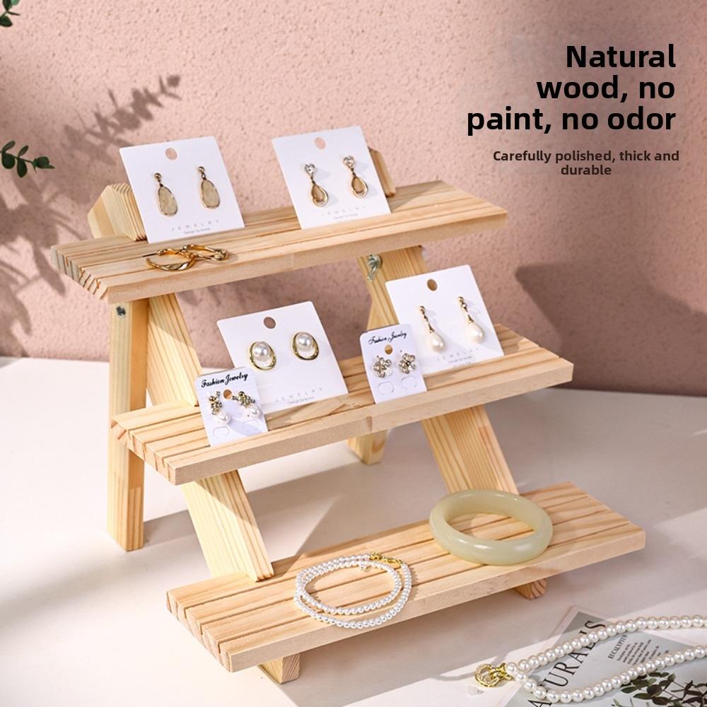 2/3/4 Layer Wooden Jewelry Display Stand Multi Functional Ornament Organizer Display Props