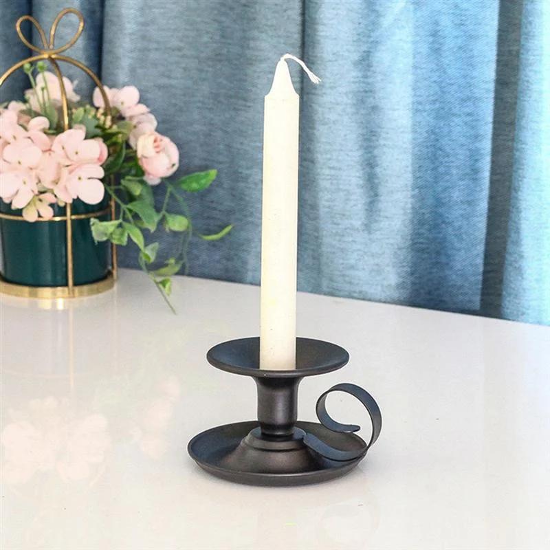 Teekopp Typ Ljusstake Järn Ljusstake Retro Stil Ljushållare Dekor Vintage Teekopp Stil Smide Ljushållare