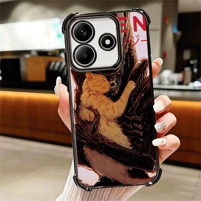 Cool A-Alien X-Xenomorph Plating Phone Case For Xiaomi Redmi Note 14 15 Pro Plus 13 12 11 11S 11T 10 9S 9 5G Anti-Fall Airabag C