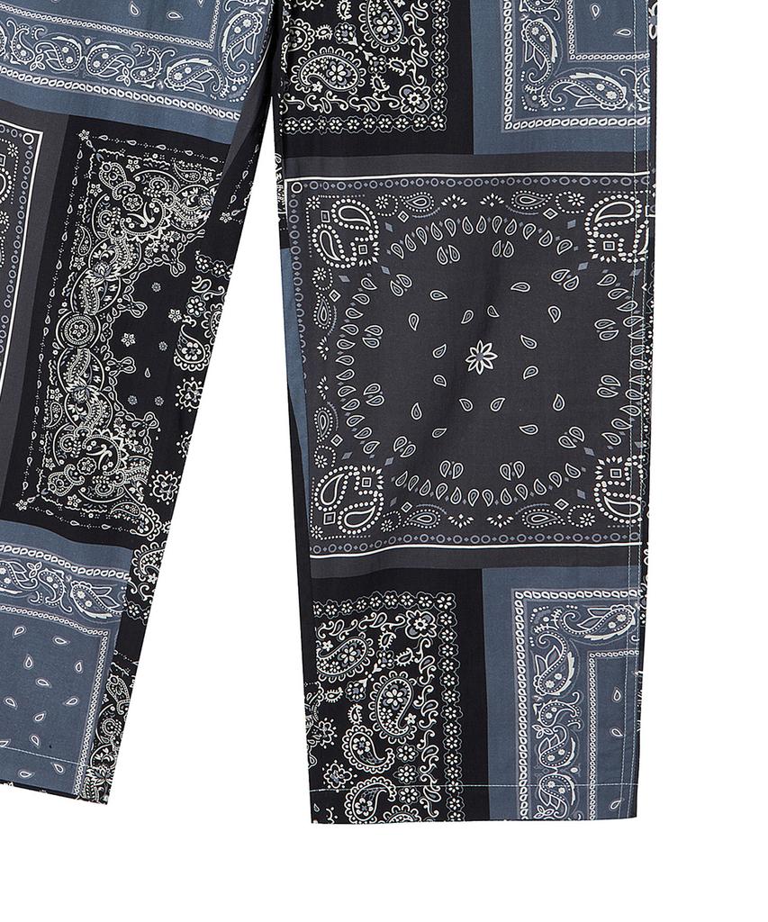 BEYOND CLOSET Bandana Patch Detail String Pants Navy