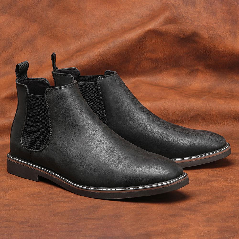 Chelsea Boots Men Retro Brand 2026 Casual Comfortable Fashion Boots Leather