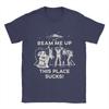 Harajuku T-Shirt Strand Beam Me Up Dieser Ort ist Mist! Hipster T-Shirts 100% Baumwolle T-Shirt für Herren Y2K-Muster Kurzarm-T-Shirts