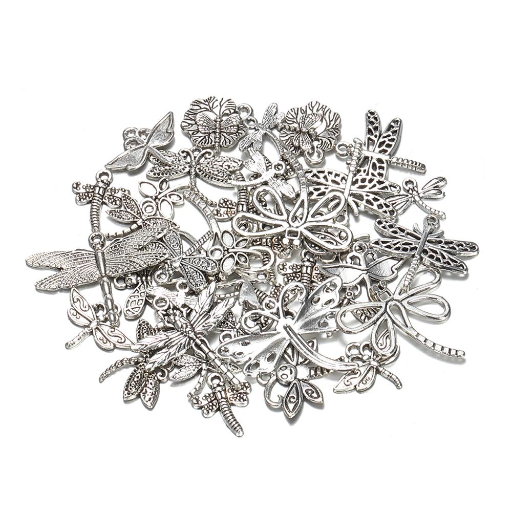 

50g Mixed Dragonfly Metal Charms Pendants Vintage Antique Bronze Bracelets Necklace for DIY Jewelry Making Handmade Accessories Weight 50g античний срібного кольору
