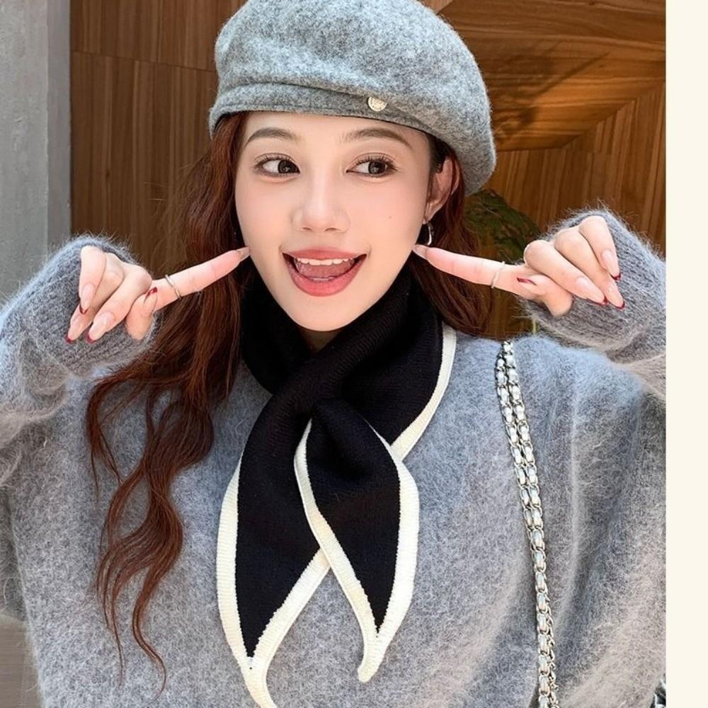 Windproof Knitted Scarf Triangle Cross Neckerchief Fashion False Collar  Autumn Winter