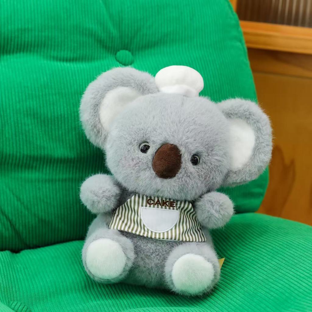 Koala Chef Cute Plush Doll With Striped Apron Decoration For Relaxing Gift And
