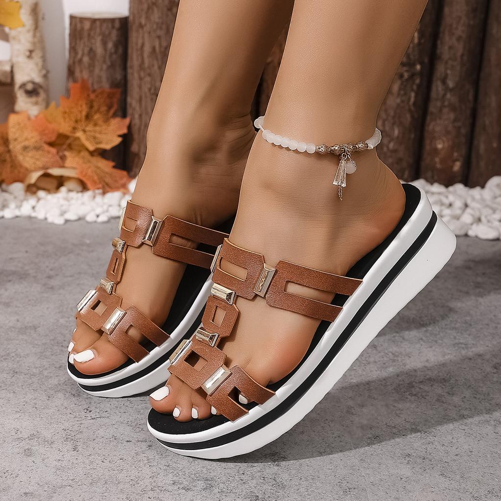 2025 Summer New Women's Sandals Plus Size Sandals Platform Belt Buckle Multi-Color Outer Wear Women's Slippers