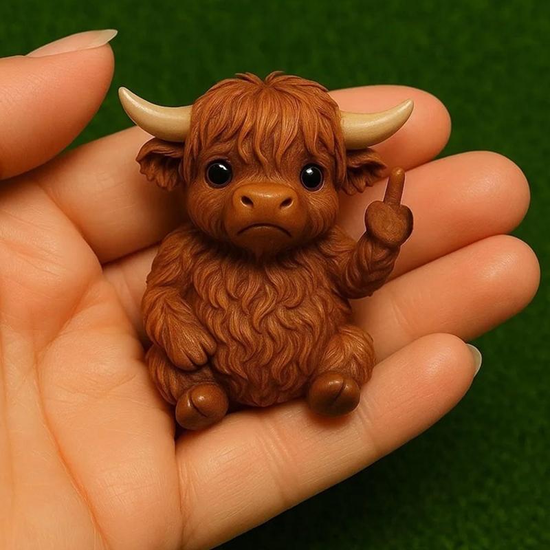 Vtipná soška zvířete s prostředníčkem Mini figurka psa kočky Stolní ozdoba Pryskyřice Skotský skot Žába Socha Pro domov Kancelář