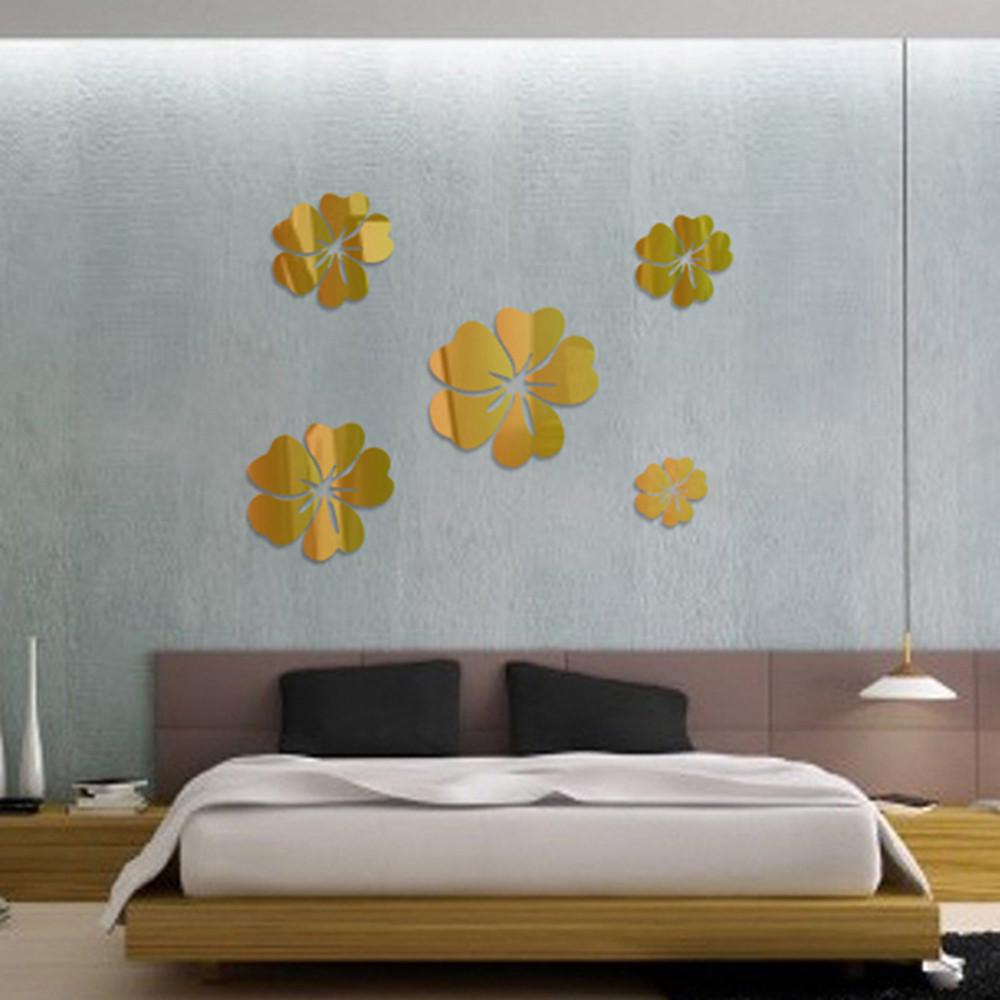 3D Mirror Floral Art Removable Wall Sticker Acrylic Mural Decal Home Room Decor