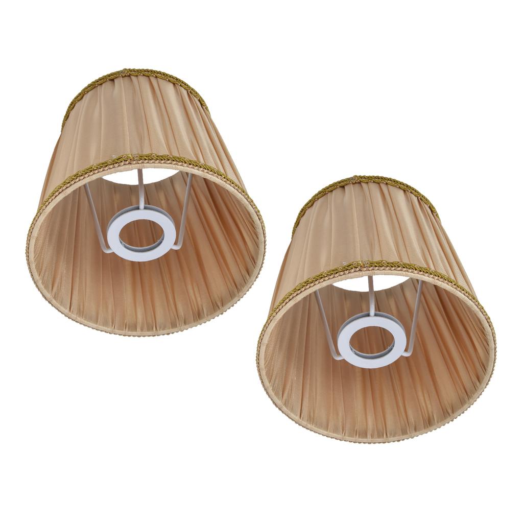 2 STK Stofflampenschirm Einfacher Lampenschirm für E14 Schraubkerzenlampe Tischleuchte Kronleuchter Gold