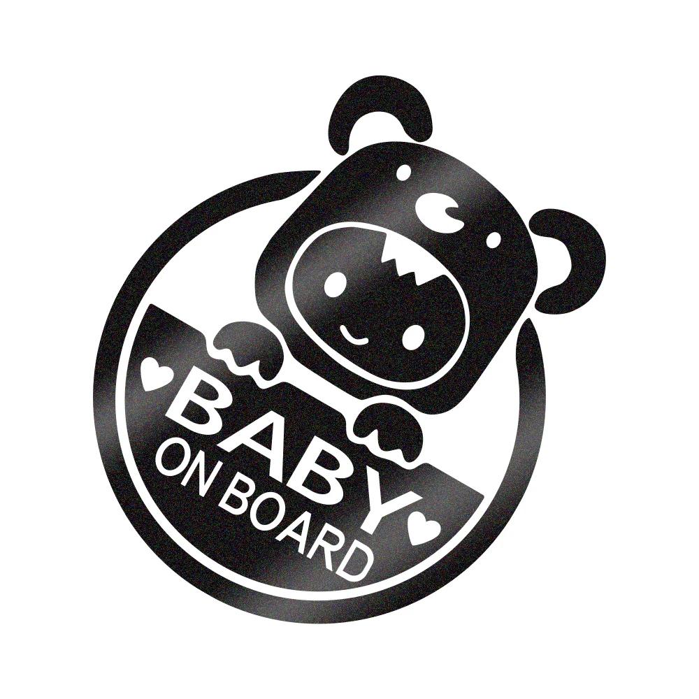 Car Sticker Circular PVC Funny Cartoon BABY ON BOARD Car Sticker Auto Window Glass Body Creative Warning Sign Car Accessories 12.5cm x 15cm чёрный