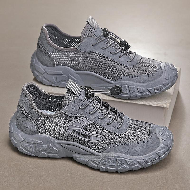 

Mesh shoes new fly-woven breathable hollow sports running shoes trendy student shoes fashion casual shoes 39 сірий колір