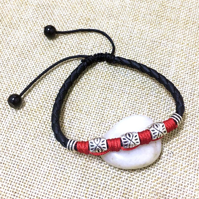 

2024 Korean Style Casual Leather Rope Anklets for Couples - Handmade Foot Jewelry for Men & Women