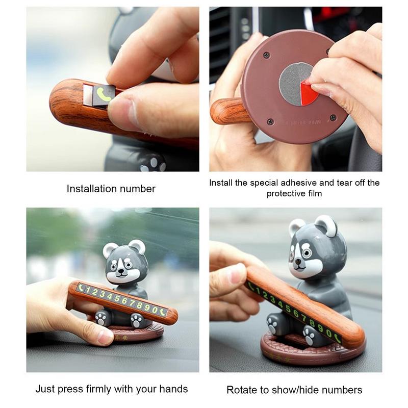 Car Temporary Parking Plate Solar Cartoon Temporary Parking Number Plate Shaking Head Doll Vehicle Stop Accessories For RVs SUVs