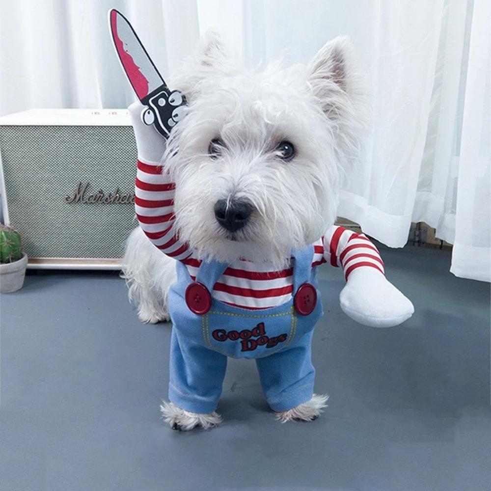 Fashion Novelty Chucky Deadly Pet Dog Costume Funny Scary Props Cat Costumes Apparel Accessories Funny Outfits Clothes