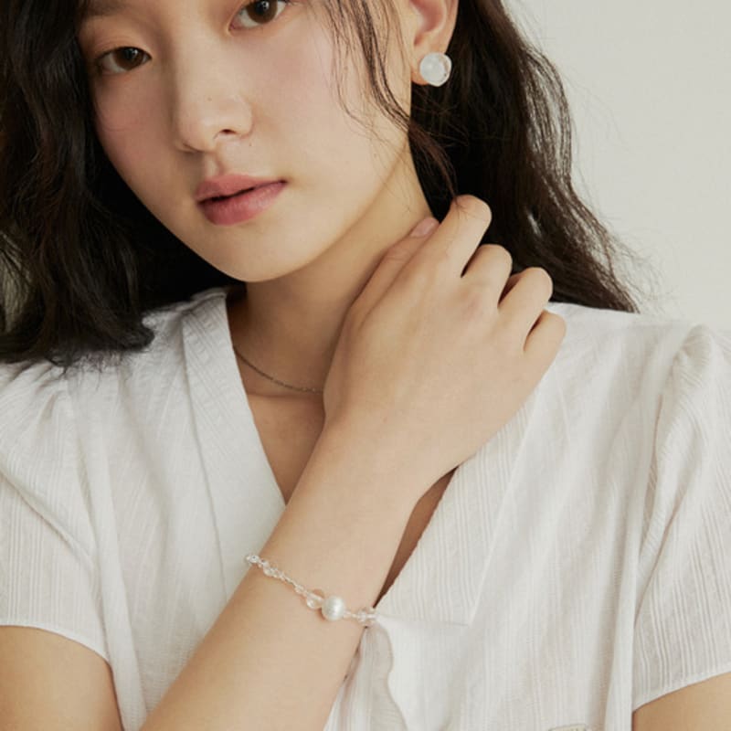 ADAUL Clear ball line bracelet - silver