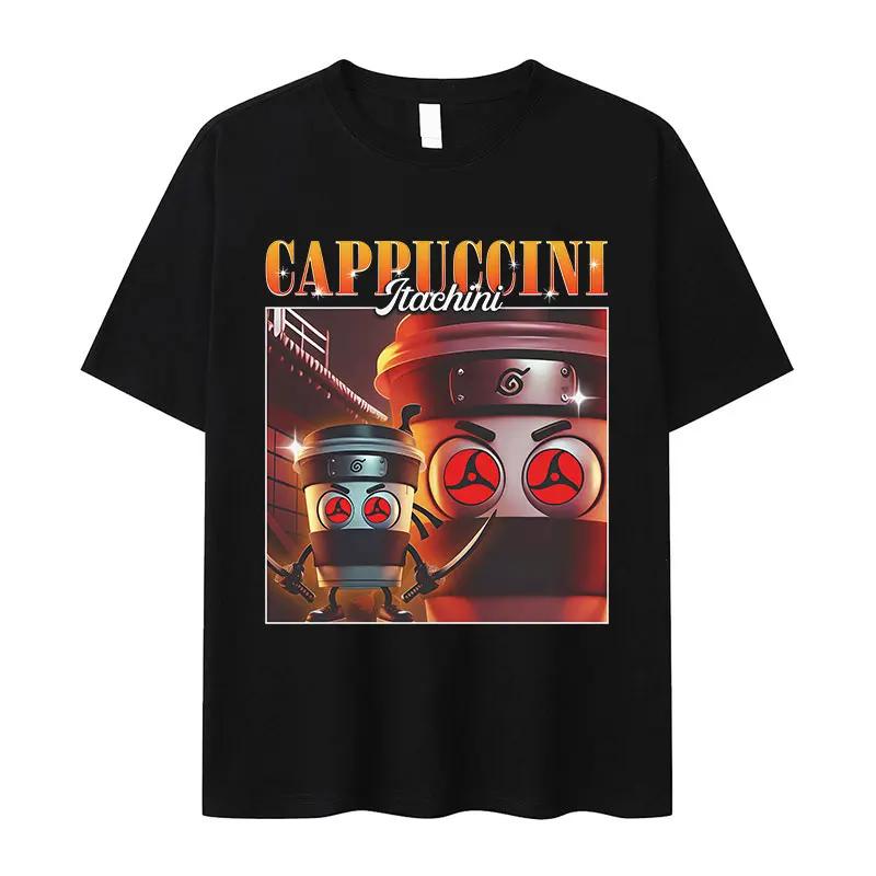 Italian T-shirt Brainrot Interesting Cappuccino Assassin Meme Men Kawaii Women Short-sleeved men summer 100% cotton T-shirt