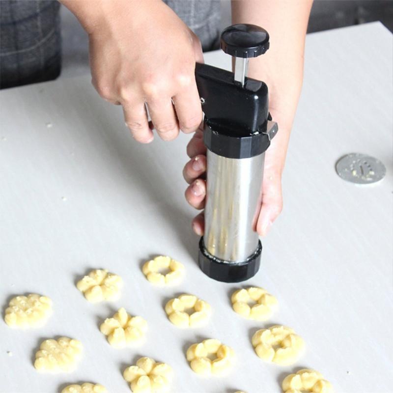 Press Gun Kit Stainless Steel Biscuit Press Gun Set With 13 Discs And 7 Icing Tips