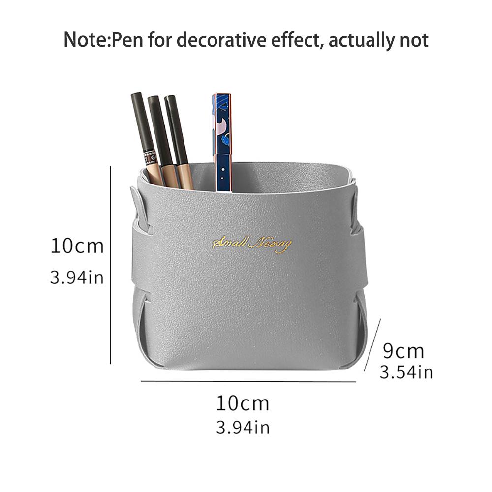 

Nordic makeup leather storage pen holder, foldable desktop miscellaneous items, air conditioning remote control storage bucket серый