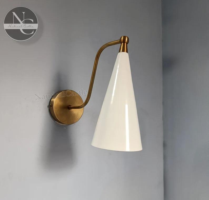 Brass Diabolo Wall Sconce: Mid Century Italian Plug In Lamp