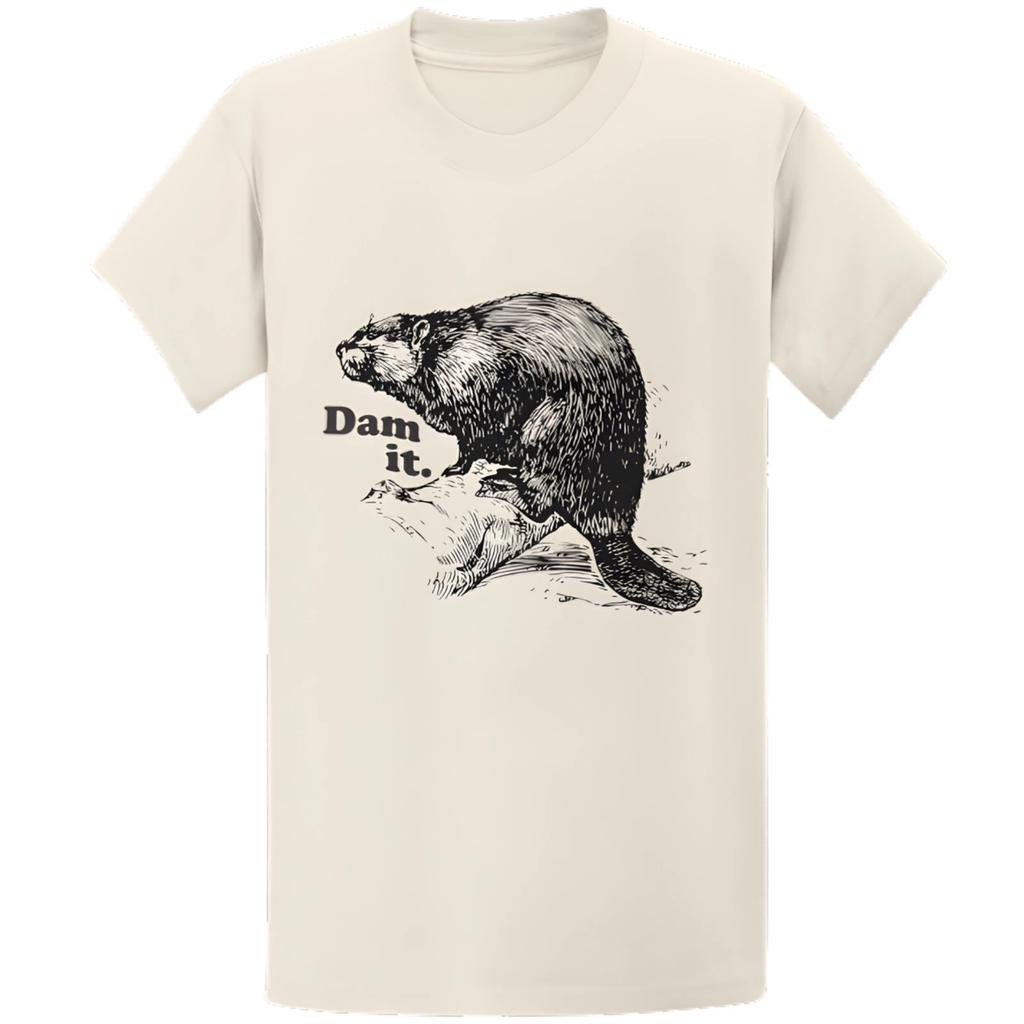 Gildan 5000 Dam It Beaver Pun T-Shirt - Funny Vintage Dad Gift Tee