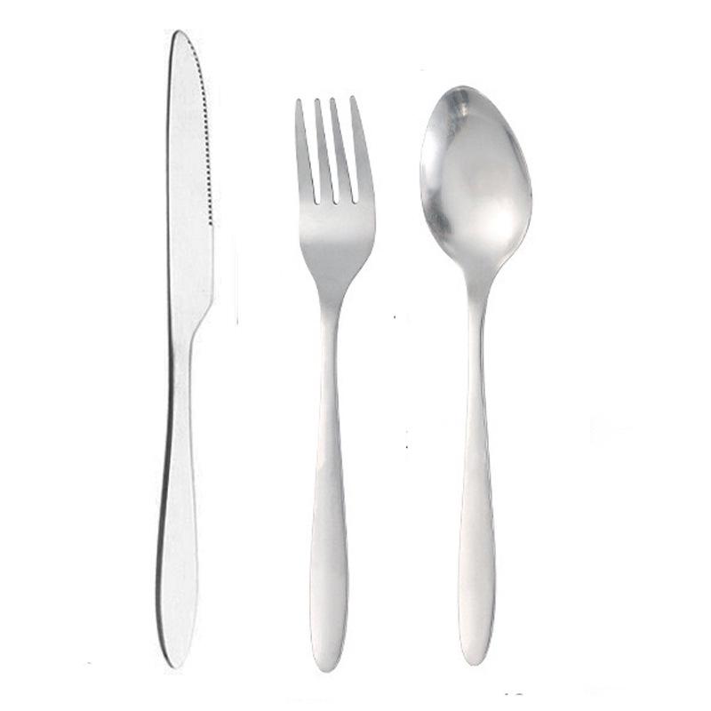 Stainless Steel Cutlery Set: Knife, Fork, Spoon with Cloth Bag - Portable for Student or Picnic Use