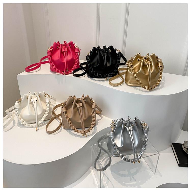 Fashionable Pu Leather Bucket Bag For Women Trendy Spring Summer Shoulder Bag