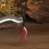 Natural crystal pendant, pink crystal, Dongling, woven fish brand necklace, jewelry