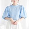 ZANZEA Women Casual Stand Collar Loose Half Sleeve Stripe Blouse