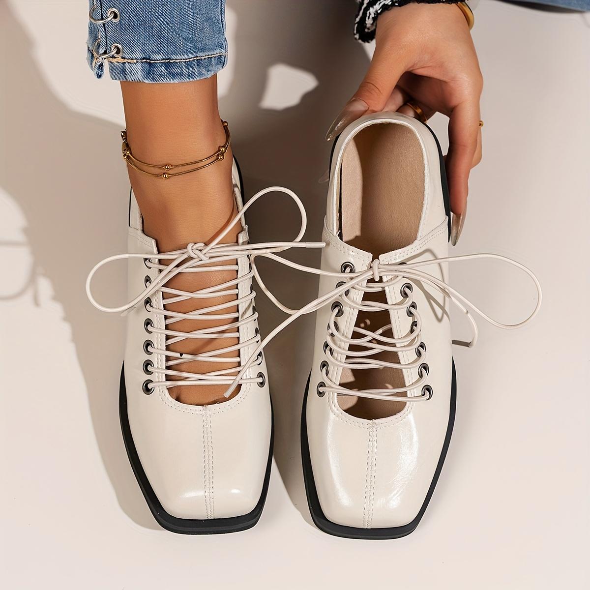 

Женские модные ботильоны до щиколотки с квадратным носком и блочным каблуком - Черные, На шнуровке, До середины икры, Синтетические, Стильные для всех сезонов, От повседневной до полуформальной одежды Size 42 белый