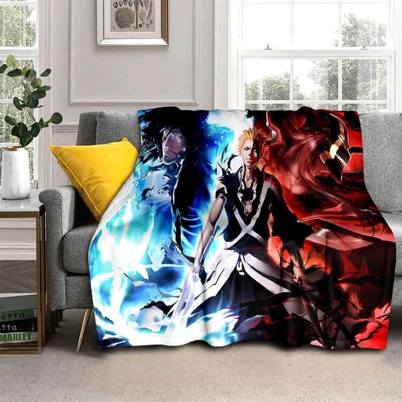 3D Bleach Kurosaki Ichigo Cartoon Anime Soft Blanket,Soft Throw Blanket for Home Bedroom Bed Sofa Travel Cover Child Gift