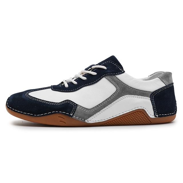 Mode Herren Freizeitschuhe Atmungsaktive Bequeme Mesh-Futter Sneaker Hochwertige Leder-Sneaker Größe 46