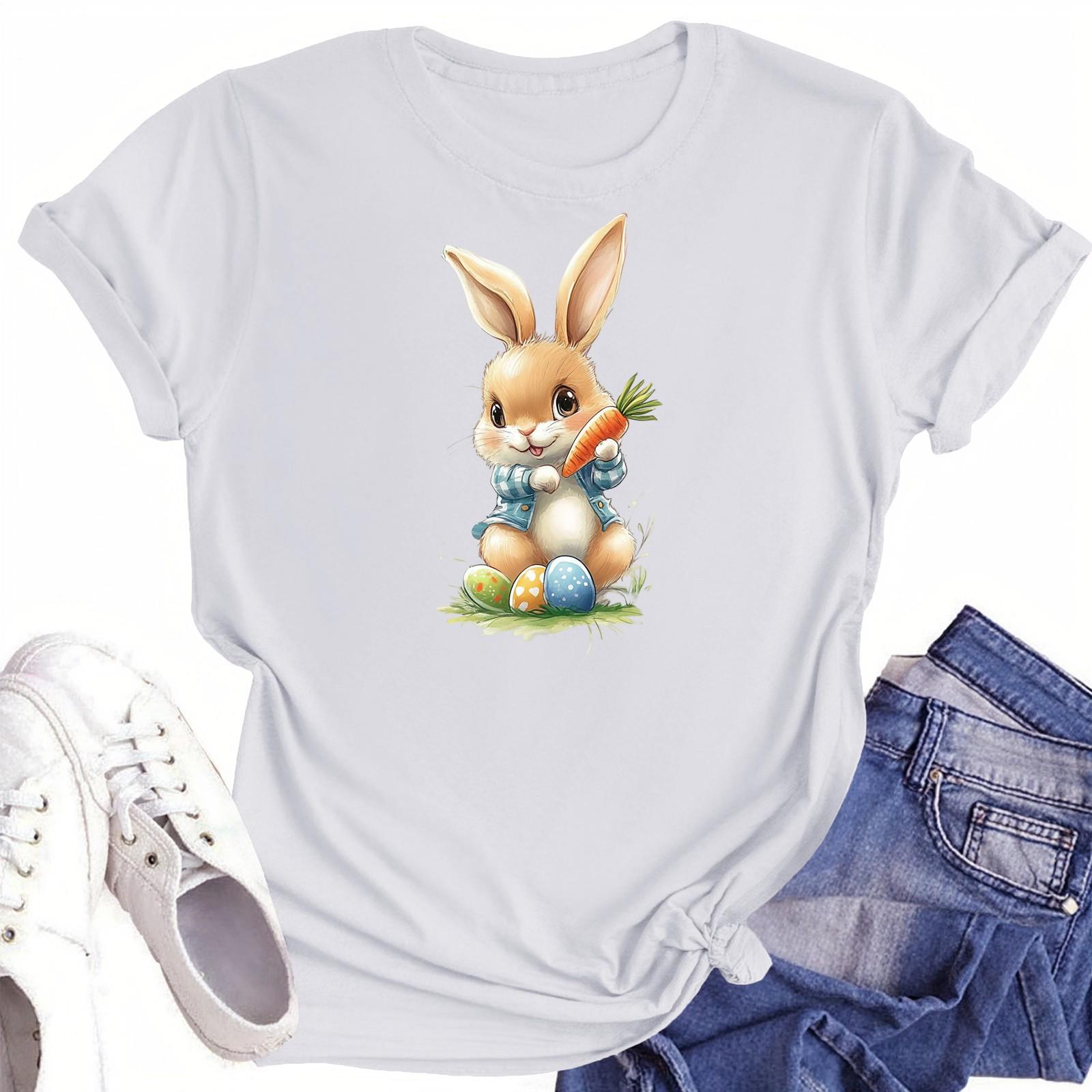 

Жіноча повсякденна футболка з круглим вирізом і короткими рукавами XL білий