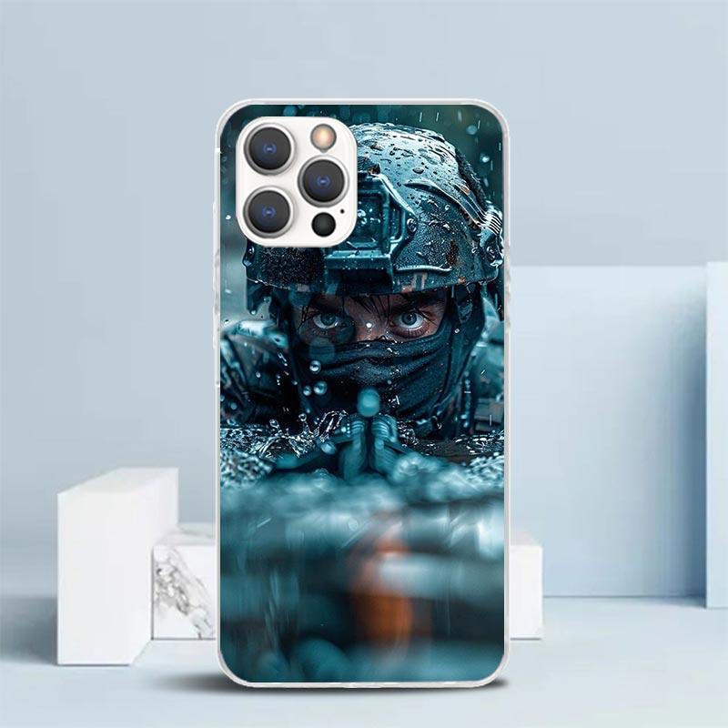 Military Army Special Forces Soft Cover for iPhone 16 17 Air 15 14 Pro Max 16E Phone Case 13 Mini 12 11 7 SE 8 Print Pattern Fit