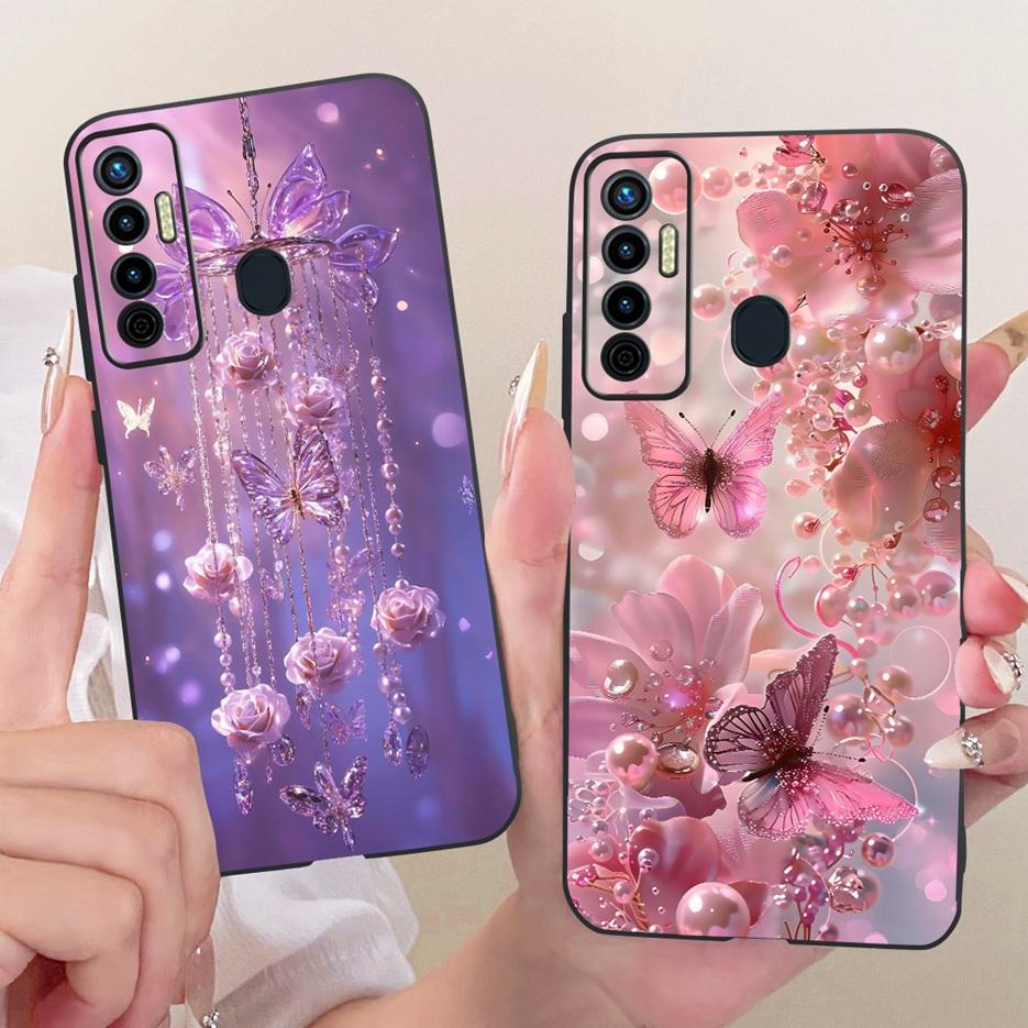 For Tecno Camon 17 Pro Case CG8 CG8h Luxury Butterfly Tree Painted Cover Soft Silicone Case For Tecno Camon 17P Camon17 Pro Bags