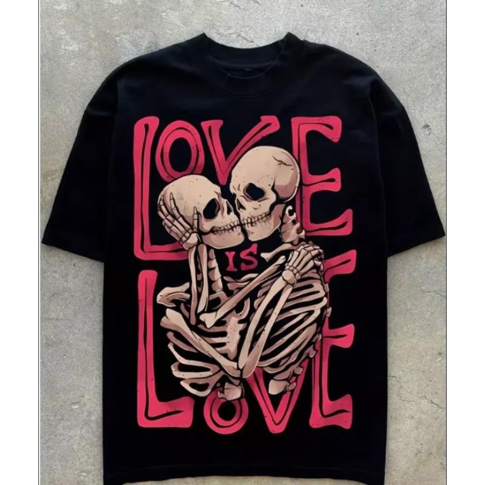 High Quality Cotton Men's LOVE Short Sleeves Fashion American Hip-hop Rock Retro Punk T-shirt Summer Oversized Crew Neck Unisex